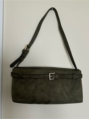 Abercrombie Green Suede Shoulder Bag with Buckle Detail